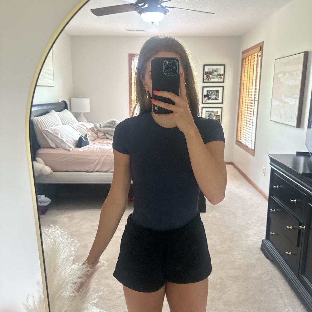 Abercrombie & Fitch Navy Short-Sleeve Bodysuit
